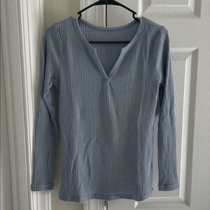Elegant Sky Blue Long Sleeve Top